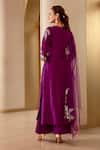 Shop_Osaa By Adarsh_Purple Mulberry Silk Thread And Sequin, Floral Embroidered Kurta Palazzo Set _at_Aza_Fashions