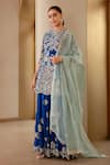 Osaa by Adarsh_Blue Mulberry Silk Floral Embroidered Kurta Sharara Set_Online_at_Aza_Fashions