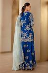 Shop_Osaa by Adarsh_Blue Mulberry Silk Floral Embroidered Kurta Sharara Set_at_Aza_Fashions