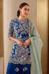 Buy_Osaa by Adarsh_Blue Mulberry Silk Floral Embroidered Kurta Sharara Set_Online