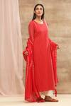 Buy_Vaayu_Red Handwoven Cotton Kurta With Dupatta_at_Aza_Fashions