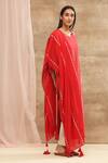 Vaayu_Red Handwoven Cotton Kurta With Dupatta_Online_at_Aza_Fashions