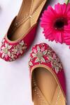 Buy_Kurrbat_Pink Embroidered Outbloom Zardozi Juttis _at_Aza_Fashions