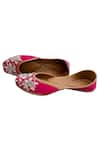 Shop_Kurrbat_Pink Embroidered Outbloom Zardozi Juttis _at_Aza_Fashions