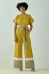 Buy_Madder Much_Yellow Cotton Plain Round Ove Jumpsuit _at_Aza_Fashions