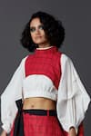 Buy_Chola_Red Linen High Low Crop Top_Online_at_Aza_Fashions