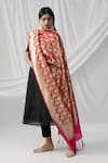 Buy_Samyukta Singhania_Red Banarasi Floral Woven Dupatta_at_Aza_Fashions