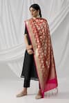 Shop_Samyukta Singhania_Red Banarasi Floral Woven Dupatta_at_Aza_Fashions