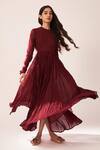 Buy_Dot_Maroon Cotton Anarkali _at_Aza_Fashions