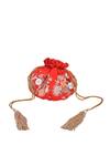 Shop_Ozel_Red Beads Silk Embroidered Potli Bag_at_Aza_Fashions