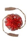 Shop_Ozel_Red Beads Silk Embroidered Potli Bag_Online_at_Aza_Fashions