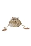 Shop_Ozel_Gold Beads Velvet Embellished Potli Bag_at_Aza_Fashions