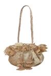 Shop_Ozel_Gold Beads Velvet Embellished Potli Bag_at_Aza_Fashions