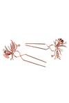 Opalina Soulful Jewellery_Gold Pearls, Crystals, Beads Floral Stone Hair Pins Set Of 2 _Online_at_Aza_Fashions