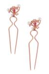 Shop_Opalina Soulful Jewellery_Gold Beads, Stones Floral Hair Pins Set Of 2 _at_Aza_Fashions