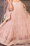 Shop_Izzumi Mehta_Pink Lucknowi Leaf Neck Embroidered Bridal Lehenga Set _at_Aza_Fashions