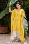 Buy_Prathyusha Garimella_Yellow Raw Silk Embroidered Kurta Set_at_Aza_Fashions