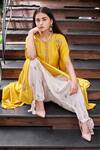 Shop_Prathyusha Garimella_Yellow Raw Silk Embroidered Kurta Set_at_Aza_Fashions