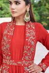Shop_Prathyusha Garimella_Raw Silk Anarkali With Embroidered Drape_Online_at_Aza_Fashions