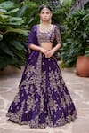 Prathyusha Garimella_Purple Raw Silk Embroidered Lehenga Set_Online_at_Aza_Fashions