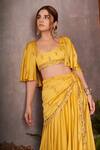 Shop_Prathyusha Garimella_Yellow Embroidered Cape Lehenga Set _at_Aza_Fashions