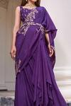 Buy_Prathyusha Garimella_Purple Pre-draped Saree With Blouse _Online_at_Aza_Fashions