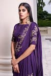 Prathyusha Garimella_Purple Pre-draped Saree With Blouse _Online_at_Aza_Fashions