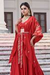 Buy_Prathyusha Garimella_Red Embroidered Kimono And Skirt Set _at_Aza_Fashions
