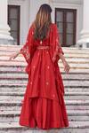 Shop_Prathyusha Garimella_Red Embroidered Kimono And Skirt Set _at_Aza_Fashions