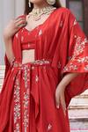 Prathyusha Garimella_Red Embroidered Kimono And Skirt Set _Online_at_Aza_Fashions