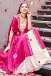 Prathyusha Garimella_Wine Embroidered Cape Lehenga Set _Online_at_Aza_Fashions