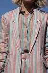 Shruti Sancheti Multi Color Linen Notched Lapel Striped Jacket And Pant Set at Aza Fashions Shruti Sancheti_Multi Color Linen Notched Lapel Striped Jacket And Pant Set_at_Aza_Fashions