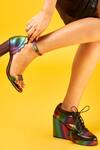 Buy_Tiesta_Multi Color Truffle Lace Tie-up Sneaker Wedges_Online_at_Aza_Fashions