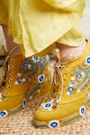 Tiesta_Yellow Embroidery Sequin Sneaker Wedges_at_Aza_Fashions