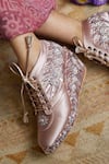 Tiesta_Pink Embroidery Stripe Sneaker Wedges _Online_at_Aza_Fashions