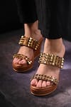 Buy_Miraki_Brown Stud Embellished Wedges _at_Aza_Fashions