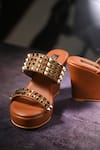 Shop_Miraki_Brown Stud Embellished Wedges _Online_at_Aza_Fashions