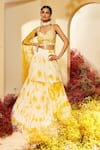 Buy_Priyaa_Yellow Choli Net, Dupatta Silk Organza, Lehenga Georgette Tie Dye Tiered Set _at_Aza_Fashions