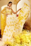 Shop_Priyaa_Yellow Choli Net, Dupatta Silk Organza, Lehenga Georgette Tie Dye Tiered Set _at_Aza_Fashions