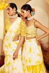 Buy_Priyaa_Yellow Choli Net, Dupatta Silk Organza, Lehenga Georgette Tie Dye Tiered Set _Online_at_Aza_Fashions