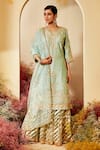 Buy_Priyaa_Blue Kurta Georgette, Sharara And Dupatta Silk Organza Gota Embroidered Set _at_Aza_Fashions