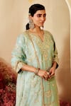 Shop_Priyaa_Blue Kurta Georgette, Sharara And Dupatta Silk Organza Gota Embroidered Set _at_Aza_Fashions