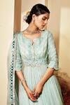 Shop_Priyaa_Blue Anarkali Georgette, Dupatta Organza, Pant Embroidered Set _at_Aza_Fashions