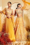 Priyaa_Yellow Net Embroidered Gota And Mirror Work & Bridal Lehenga Set _Online_at_Aza_Fashions