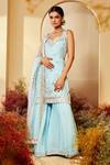 Buy_Priyaa_Blue Dupatta Silk Organza, Kurta And Sharara Chanderi Gota & Resham Set _at_Aza_Fashions