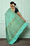 Shop_Nazaakat by Samara Singh_Green Banarasi Silk Woven Floral Saree_at_Aza_Fashions