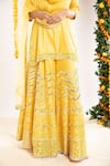 Buy_Priyaa_Yellow Net, Chanderi Silk Gota And Mirror V Neck Kurta Sharara Set _Online_at_Aza_Fashions