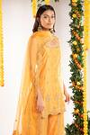 Priyaa_Yellow Organza, Chanderi Silk Zari Dori And Tila Detailing Kurta Sharara Set _Online_at_Aza_Fashions