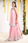 Buy_Priyaa_Pink Organza, Chanderi Silk Zari Dori And Tila Detailing Kurta Sharara Set _at_Aza_Fashions