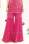 Buy_Priyaa_Pink Net, Georgette, Chanderi Silk Gota And Mirror Sweetheart Kurta Sharara Set _Online_at_Aza_Fashions